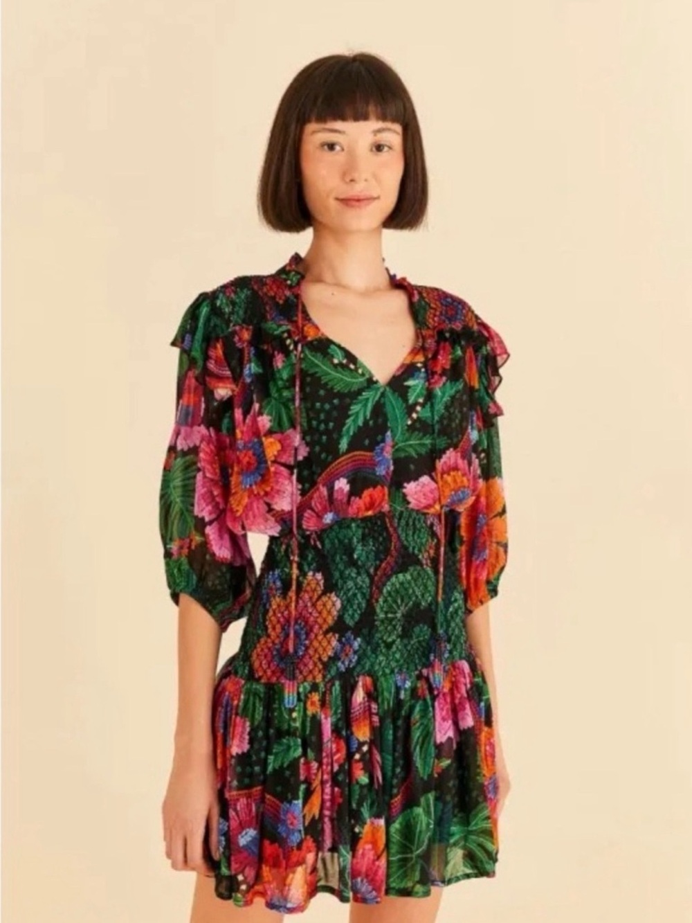 FARM RIO Blooming Garden Mini Dress